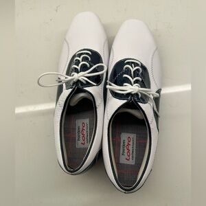 Women's‎ FootJoy LoPro White/blue  Golf Shoes spikes 9.5M #97141 great condition
